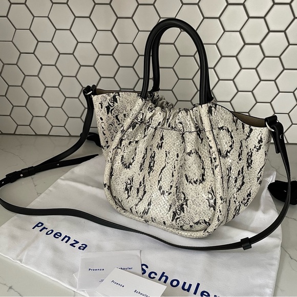Proenza Schouler Handbags - Authentic Proenza Schouler Small Snake Embossed Ruched Crossbody Tote